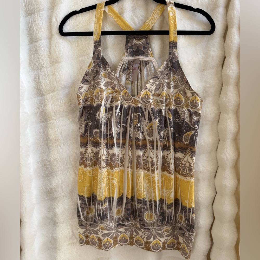 Yellow Patterned Blousy Top - image 1